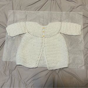 Handmade Crochet Baby Girl Cardigan with sweet daisy buttons